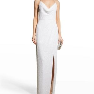 Aidan by Aidan Mattox White Sequined Long Dress